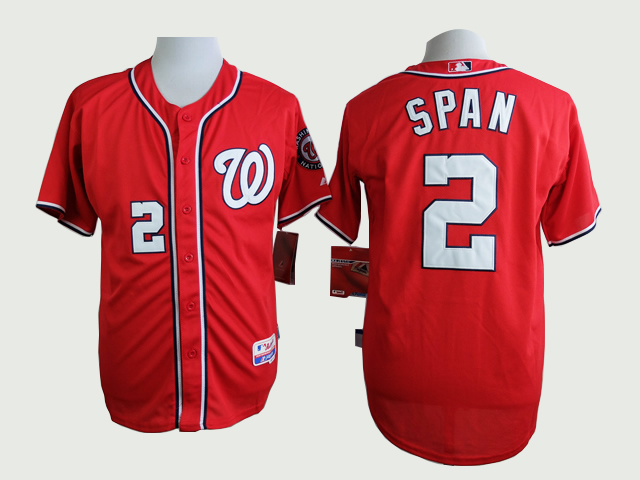 Men Washington Nationals #2 Span Red MLB Jerseys->washington nationals->MLB Jersey